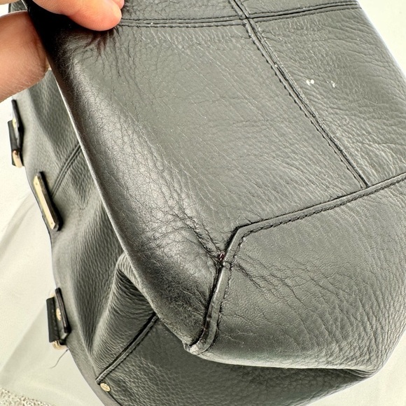 Kate Spade New York Black Leather Satchel Shoulder Bag Medium - Picture 6 of 10